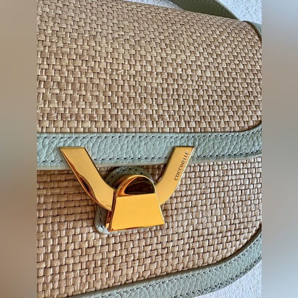 Coccinelle Dew Straw Small Bag – Raffia & Celadon Leather – Made in Italy – NWOT - Picture 8 of 12